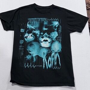 Korn The Path of Totality T Shirt Black Skull Graphic Band Tee Small - READ